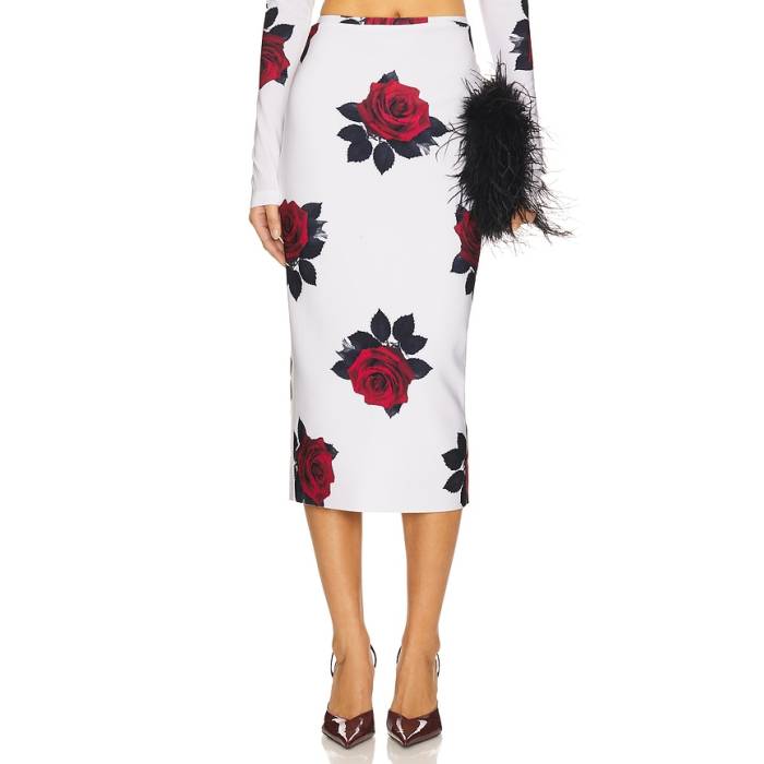 Norma Kamali 【 Straight Skirt Women Red Rose 】 レディース Red 赤・レッド Rose ローズ｜スニケス