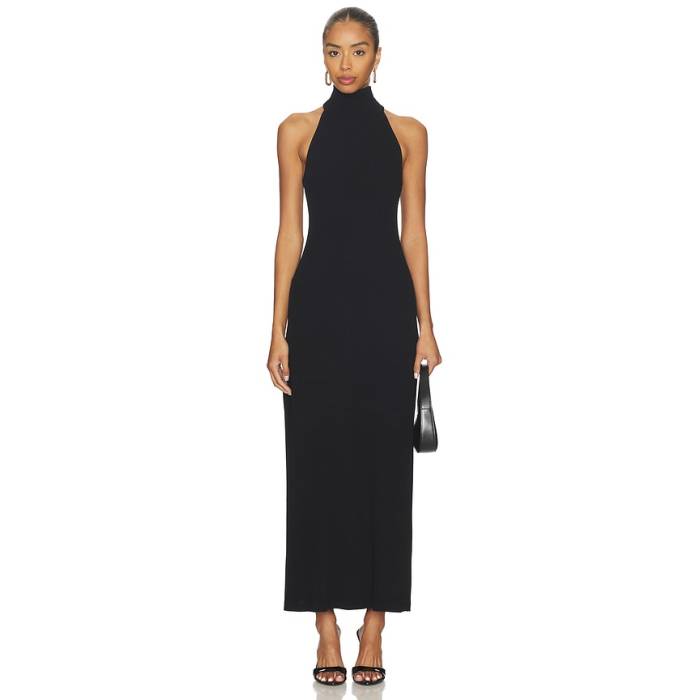 Enza Costa 【 Knit Halter Turtleneck Fluid Dress Women Black 】 編み物 御召しもの レディース 黒いこと 黒いこと