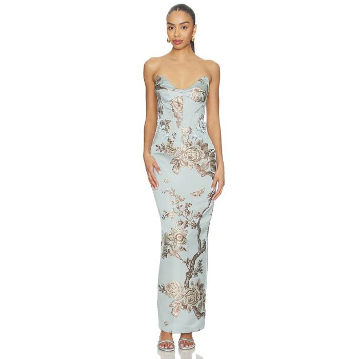Sau Lee 【 Novella Brocade Dress Women Blue Ash 】 御召しもの レディース 青碧 青碧