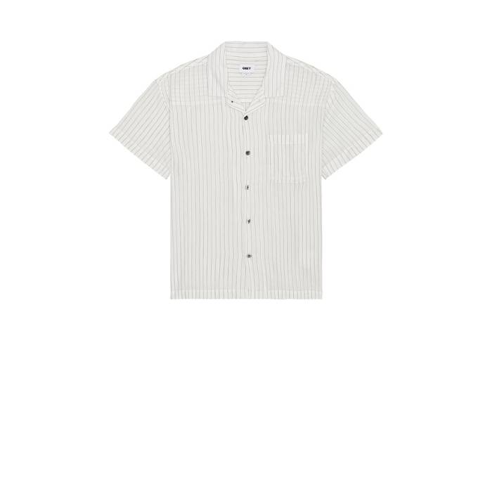 オベイ Obey 【 Donnie Sheer Striped Short Sleeve Shirt Men White Multi 】 Sleeve スリーブ メンズ 白色 ホワイト|スニケス