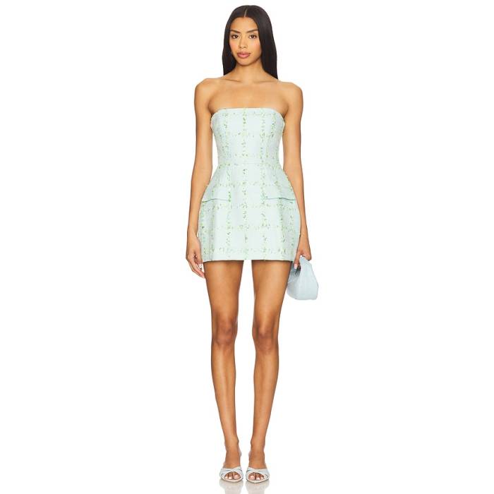 アマンダアプリチャード Amanda Uprichard 【 Strapless Bethany Skort Romper Women Aquamarine 】 ロンパース レディース 青緑色