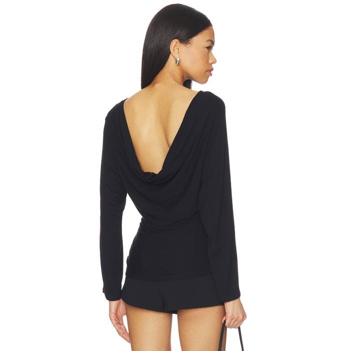 Eb Denim 【 Zinnia Long Sleeve Top Women Black 】 Sleeve 捩り レディース 黒いこと 黒いこと