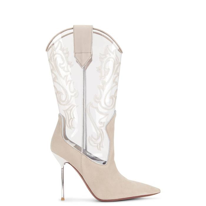 光の都市 一つ星の州 Paris Texas 【 Lidia Western Embroidered Boot Women Ice Grey \u0026Amp; Clear 】 ウェスタン ブーツ レディース 薄墨色 薄墨色