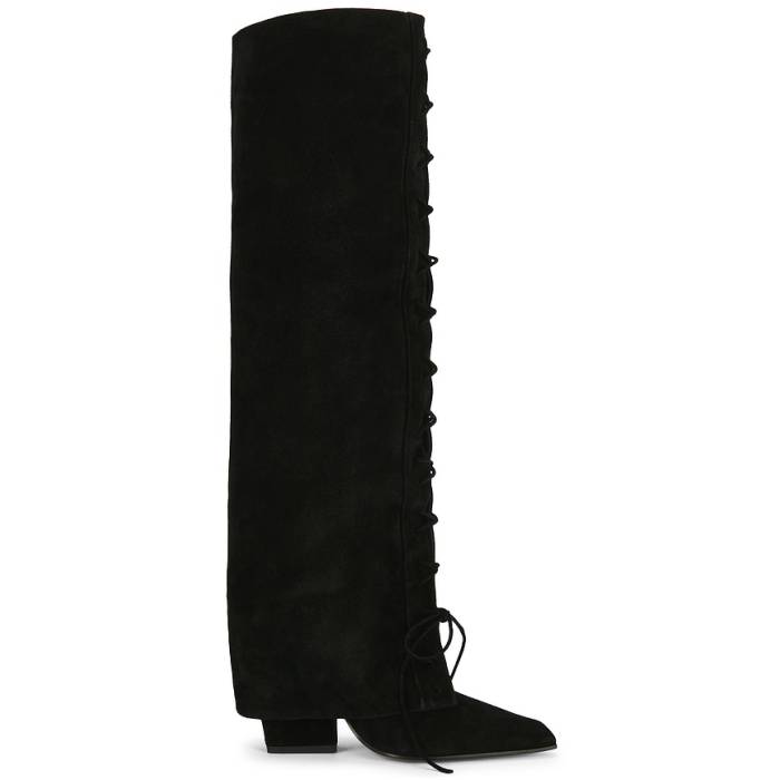 光の都市 一つ星の州 Paris Texas 【 Jane Fold Over Lace Up Boot 100 Women Black 】 ブーツ レディース 黒いこと 黒いこと