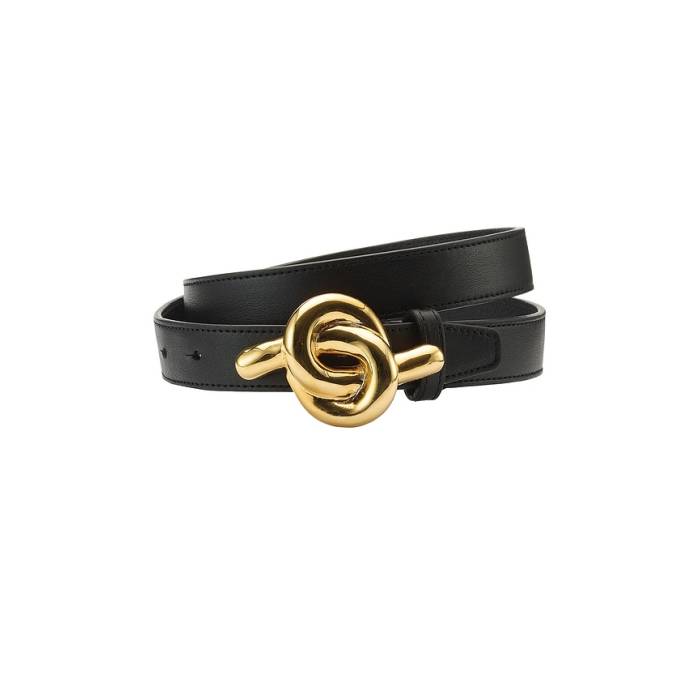 Lelet Ny 【 Glossy Knot Leather Belt Women Black 】 なめし革 三尺帯 レディース 黒いこと 黒いこと