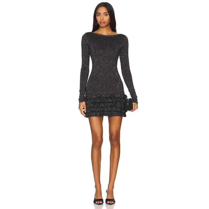 Majorelle 【 Vira Lurex Mini Dress Women Black &Amp; Gold Sparkle 】 ドレス レディース 黒色 ブラック ゴールド｜スニケス