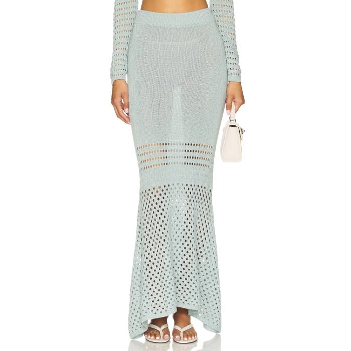 Matthew Bruch 【 Striped Mesh Handkerchief Midi Skirt Women Seafoam Knit 】 レディース ニット｜スニケス