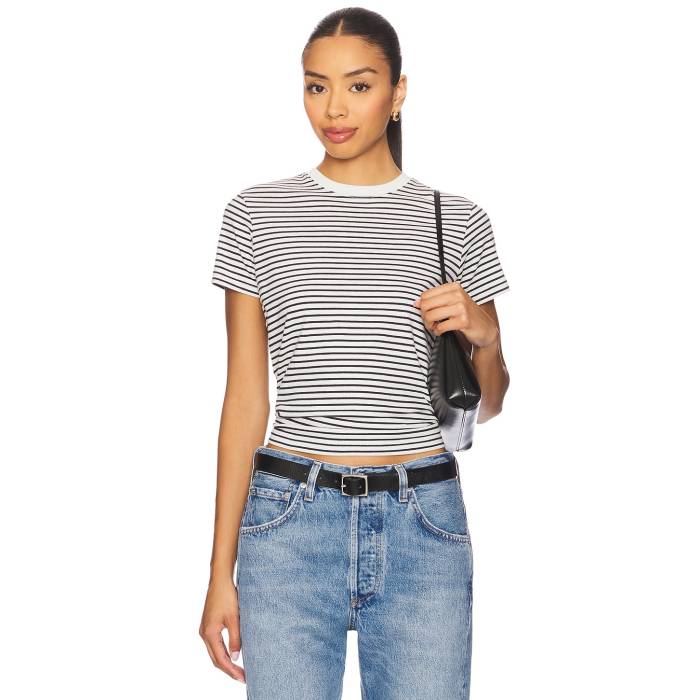 フレーム Frame 【 The Baby Tee Women Navy Multi 】 Tシャツ レディースファッション トップス Tシャツ カットソー レディース 紺色 ネイビー