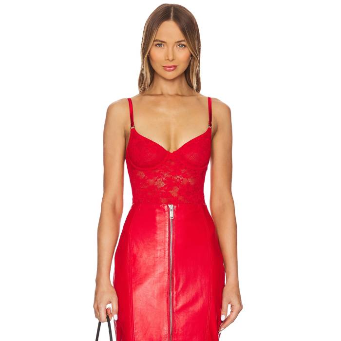 フルールドゥマル Fleur Du Mal 【 Le Stretch Lace Bodysuit Women Rouge 】 ボディースーツ レディースファッション トップス その他 レディース