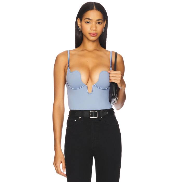 フルールドゥマル Fleur Du Mal 【 Le Stretch Micro U Plunge Bodysuit Women Denim 】 Micro ミクロ ボディースーツ レディースファッション トップス その他 レディース デニム