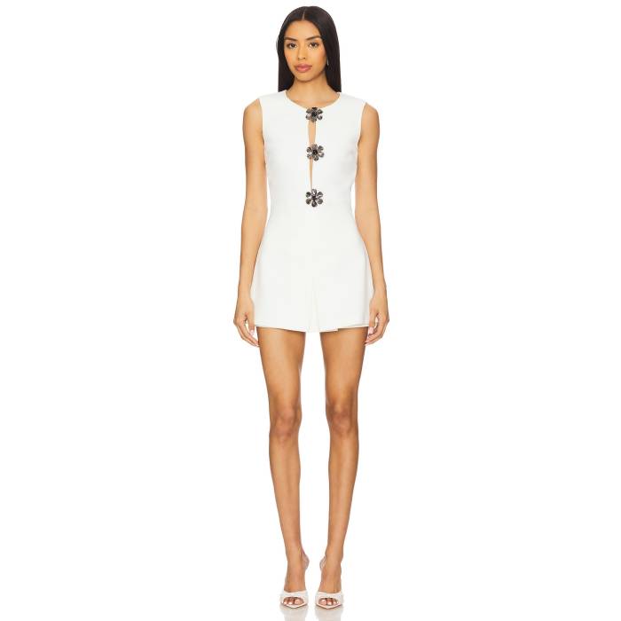 Self-Portrait 【 Crepe Playsuit Women White 】 クレープ レディースファッション その他 レディース 白色 ホワイト