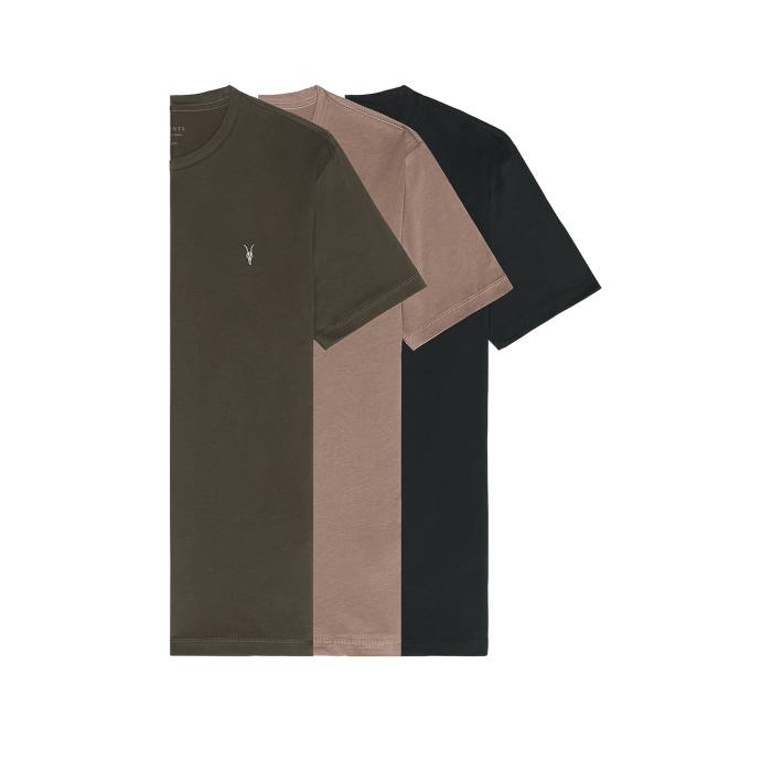 オールセインツ Allsaints 【 Brace Short Sleeve Crewneck 3 Pk Men Green, Brown, & Black 】 Sleeve スリーブ メンズファッション トップス Tシャツ カットソー メンズ 黒色 ブラック 30,550円