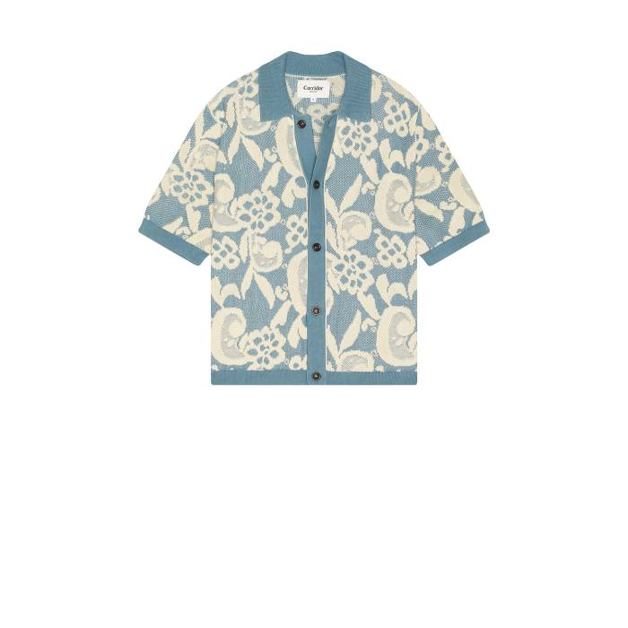 Corridor 【 Floral Jacquard Button Down Shirt Men Blue 】 ダウン メンズファッション トップス カジュアルシャツ メンズ 青色 ブルー
