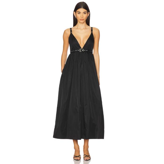 ガニー Ganni 【 Duchesse Nylon Strap Dress Women Black 】 ナイロン 同盟罷工さあ美 お召しもの レディース 黒いこと 黒いこと
