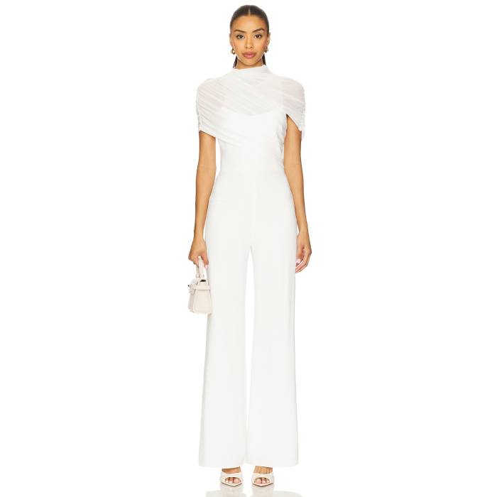 アマンダアプリチャード Amanda Uprichard 【 X Revolve Evianna Jumpsuit Women Ivory 】 飛び降りる背広 レディース 象牙色