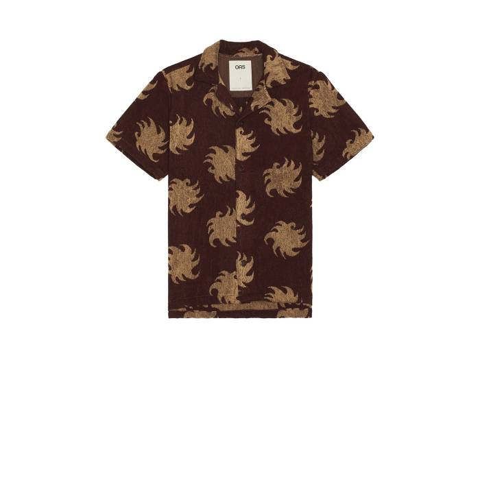 Oas 【 Mocha Ember Cuba Terry Shirt Men Brown 】 メンズファッション トップス カジュアルシャツ メンズ 茶色 ブラウン