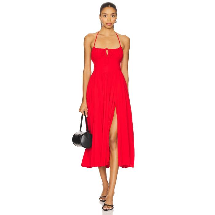 Majorelle 【 Summer Midi Dress Women Cherry Red 】 Summer 炎節 お召しもの レディース Red 赤・赤いこと