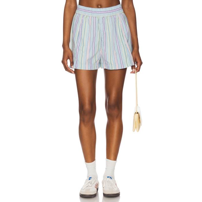 フリーピープル Free People 【 Get Free Striped Pull On Short Women Sky Blue Combo 】 フリー レディースファッション ボトムス パンツ レディース スカイ 青色 ブルー