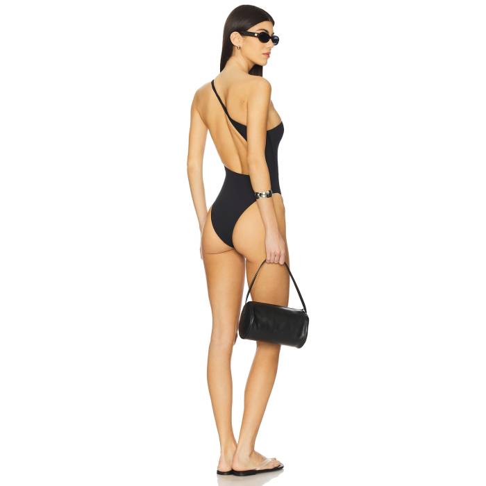 Ziah 【 Leme Asymmetric One Piece Swimsuit Women Black 】 水着 レディースファッション 水着 レディース 黒色 ブラック
