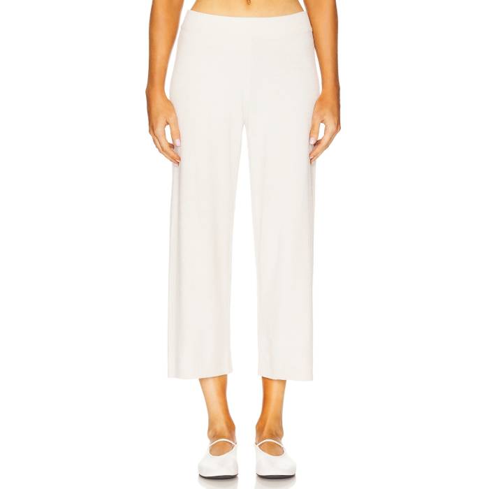 Barefoot Dreams 【 Cozychic Ulra Light Side Stripe Crop Pant Women Sand Dune & Pearl 】 Stripe ストライプ Crop クロップ パンツ レディースファッション ボトムス パンツ レディース 砂色・サンド パール