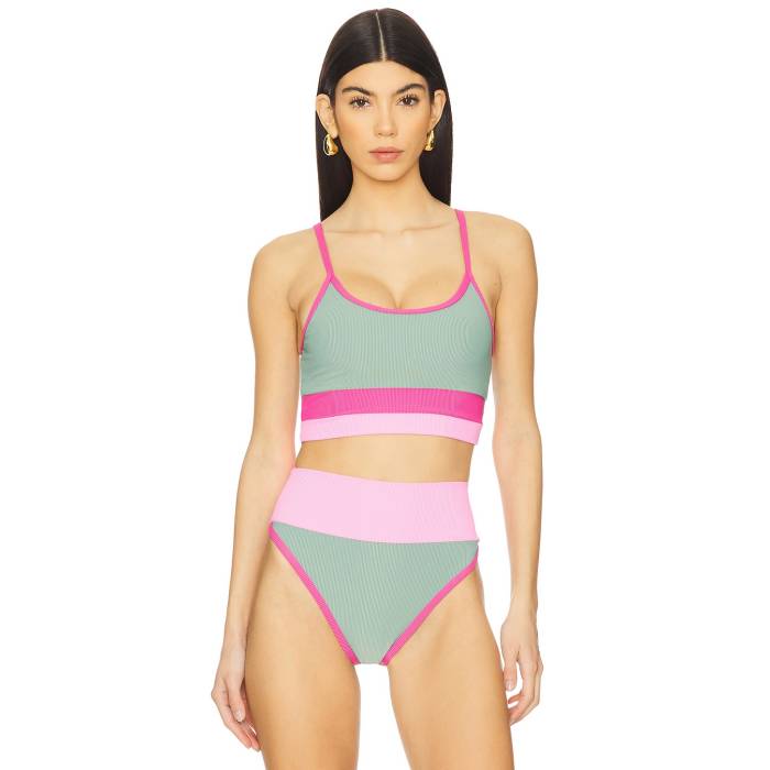 ビーチライオット Beach Riot 【 Eva Bikini Top Women Sage Bloom Colorblock 】 レディース
