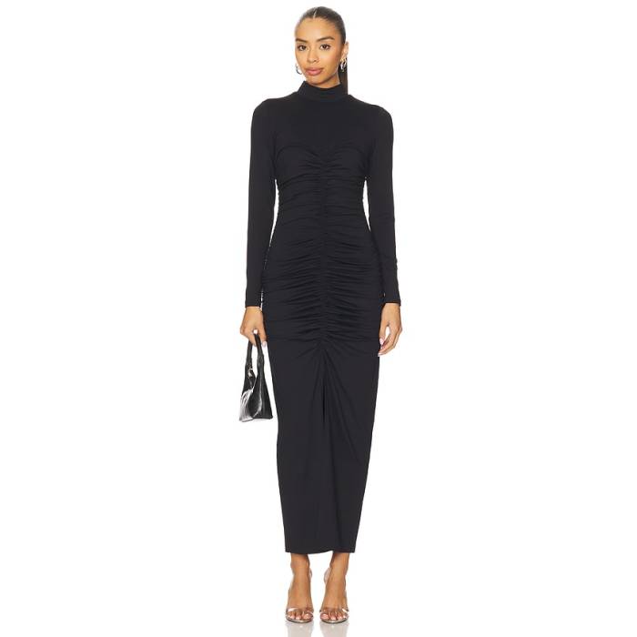 スサナモナコ Susana Monaco 【 Mock Neck Long Sleeve Dress Women Black 】 Sleeve 衣袂 お召しもの レディース 黒いこと 黒いこと レディースファッション-ドレス