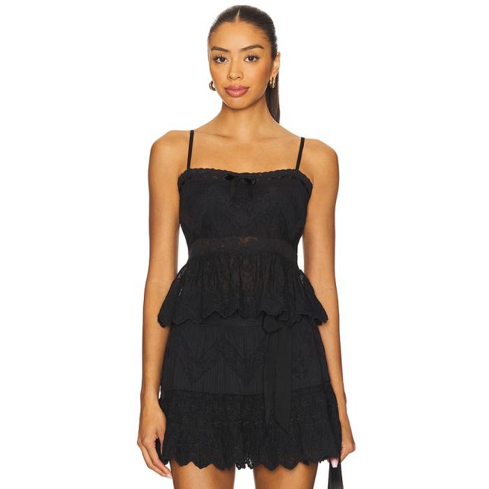 Loveshackfancy 【 Rowina Top Women Black 】 レディース 黒いこと 黒いこと