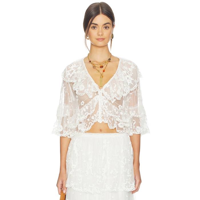 Loveshackfancy 【 Vessia Top Women Ivory 】 レディース 象牙色