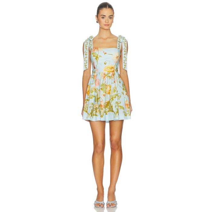 Cara Cara 【 Tula Mini Dress Women Lockwood Flora Sky 】 御召しもの レディース 天の原