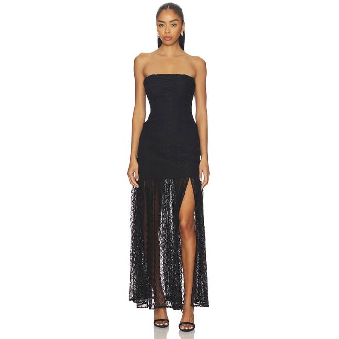 Nicholas 【 Kairo Strapless Lace Maxi Dress Women Black 】 御召しもの レディース 黒いこと 黒いこと