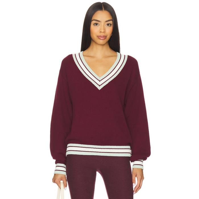 The Upside 【 Josette V Neck Knit Sweater Women Merlot 】 編み物 調教師 レディース