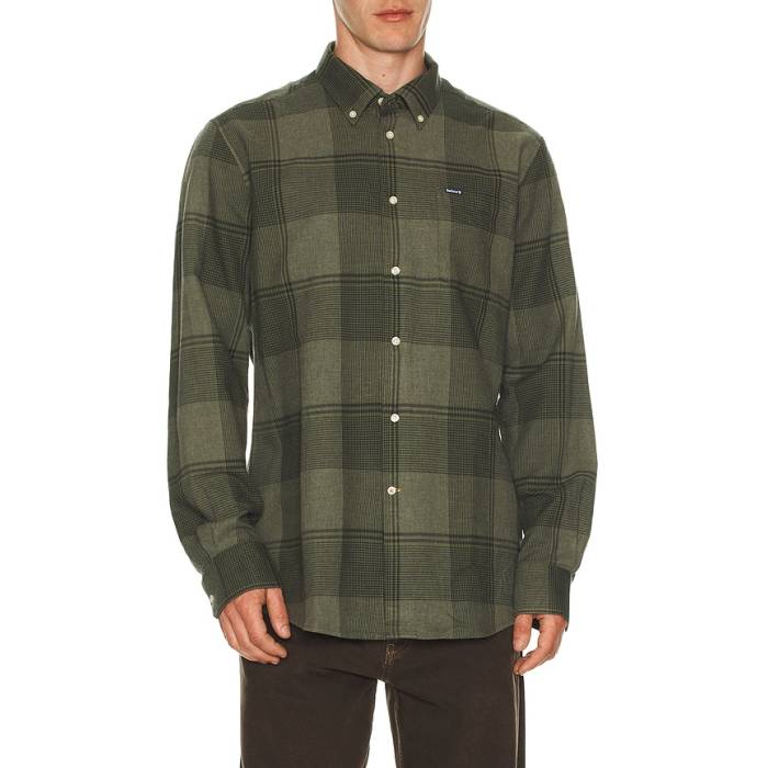 バブアー Barbour 【 Heaney Checked Tailored Shirt Men Olive 】 メンズ olive オリーブ｜スニケス