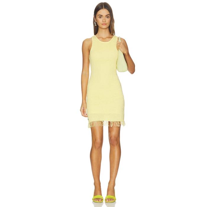 Asta Resort 【 Natalia Mini Dress Women Butter Yellow Sequin 】 御召しもの レディース yellow 黄味がかった・黄色