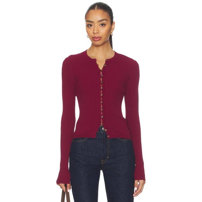 Lovers And Friends 【 Gema Rib Cardigan Women Dark Cherry 】 ジレー レディース
