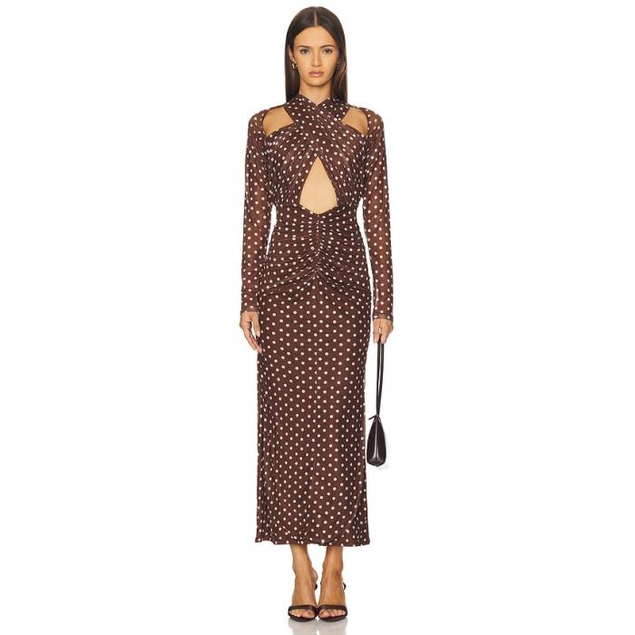 Capittana 【 Rosalie Dress Women Brown Polka Dots 】 お召しもの レディース 赤銅色 赤銅色