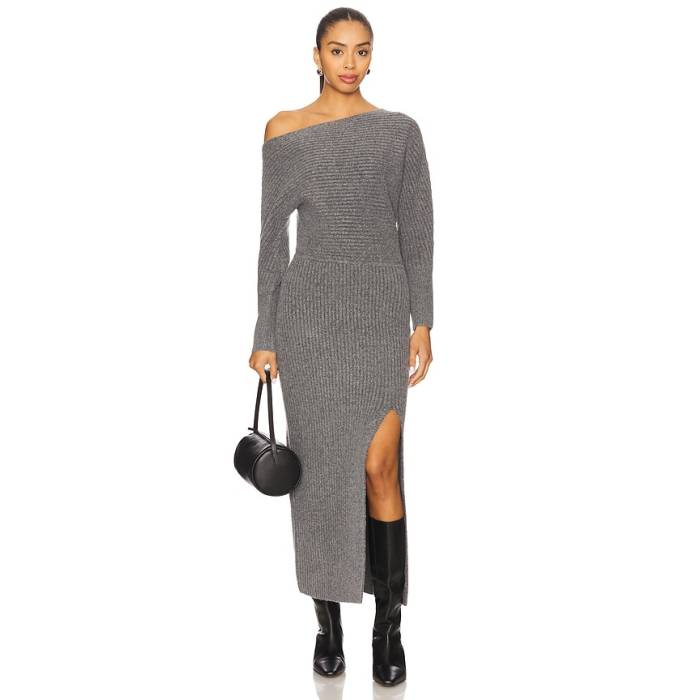 Line \u0026 Dot 【 Alta Sweater Dress Women Charcoal 】 調教師 お召しもの レディース 暗灰色 レディースファッション-ドレス
