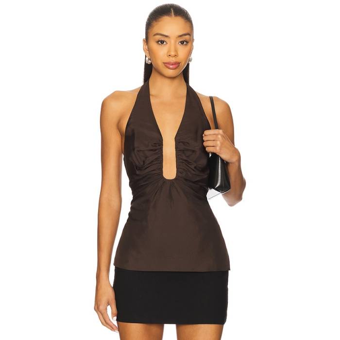 Misha 【 The Alusia Silk Top Women Chocolate 】 レディース
