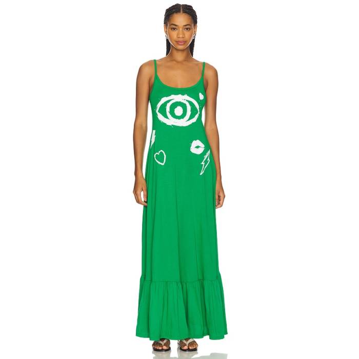 Lauren Moshi 【 Beatrix Painted Evil Eye Dress Women Green 】 御召しもの レディース green 緑・緑であること