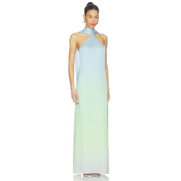 アマンダアプリチャード Amanda Uprichard 【 X Revolve Ashton Maxi Dress Women Blue Combo 】 お召しもの レディース 青み 青色