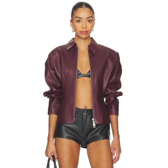 The Sei 【 Fitted Leather Jacket Women Merlot 】 なめし革 Jacket 上衣 レディース
