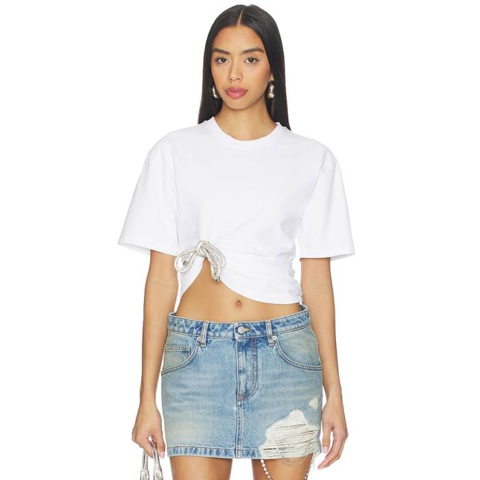 Area 【 Crystal Knot T-Shirt Women White 】 プルオーバー レディース 白いこと 白いこと