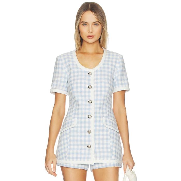 Maude Club 【 Frances Jacket In Light Blue Gingham Women Lightt Blue Gingham 】 Jacket 上衣 青碧 青碧 レディース 青碧 青碧
