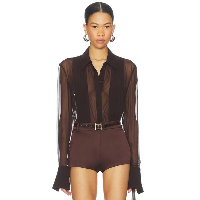 Sans Faff 【 X Revolve X Revolve Meghan Panelled Silk Blouse Women Brown 】 レディース 赤銅色 赤銅色