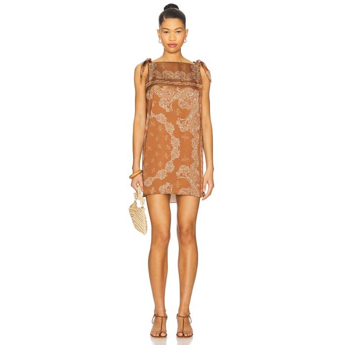Rococo Sand 【 Knotted Shoulder Detail Mini Dress Women Brown 】 御召しもの レディース 赤銅色 赤銅色