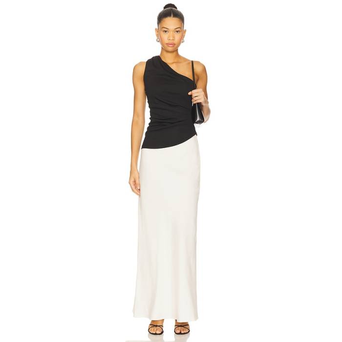 Sovere 【 Aura Combo Sleeveless Dress Women Off White \u0026Amp; Black 】 雰囲気 Sleeveless ノン捩り お召しもの レディース 白いこと 白いこと 黒いこと 黒いこと