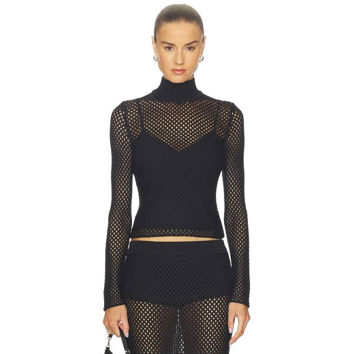 Simkhai 【 Bexley Long Sleeve Top Women Black 】 Sleeve 衣袂 レディース 黒いこと 黒いこと