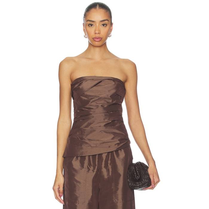Simkhai 【 Emerson Ruched Bustier Top Women Chocolate 】 レディース