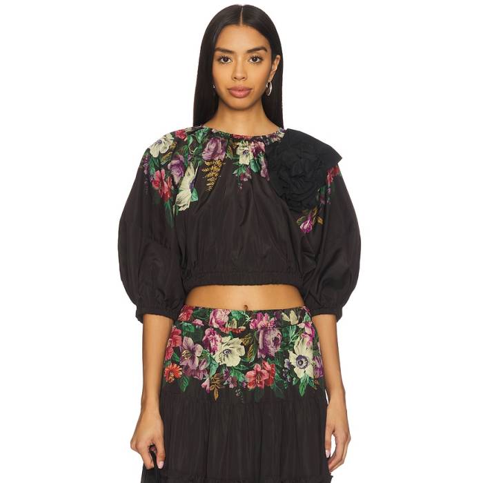 Sea 【 Viktoria Print Bubble Cropped Top Women Multi 】 砂上の楼閣 レディース