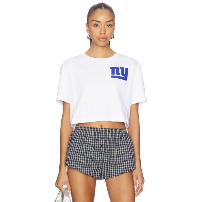 Terez 【 X Revolve Giants Tonal Crop Logo Tee Women Blue 】 ジャイアンツ Crop クロップ ロゴタイプ ティーシャツ レディース 青味 青色 タンクトップ-レディースファッション