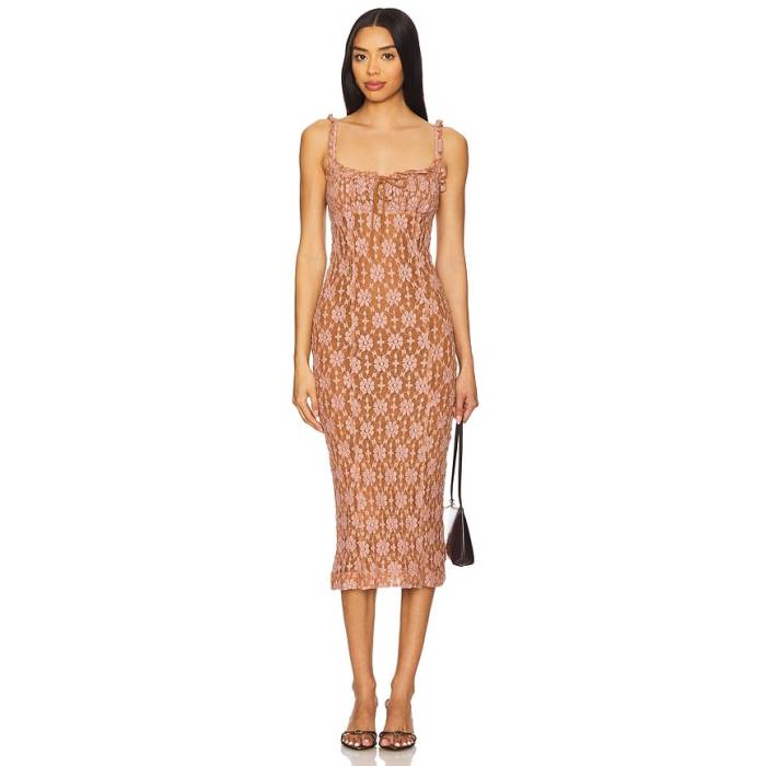 フリーピープル Free People 【 Lucinda Lace Midi Dress Women Ginger Combo 】 ドレス レディース｜スニケス